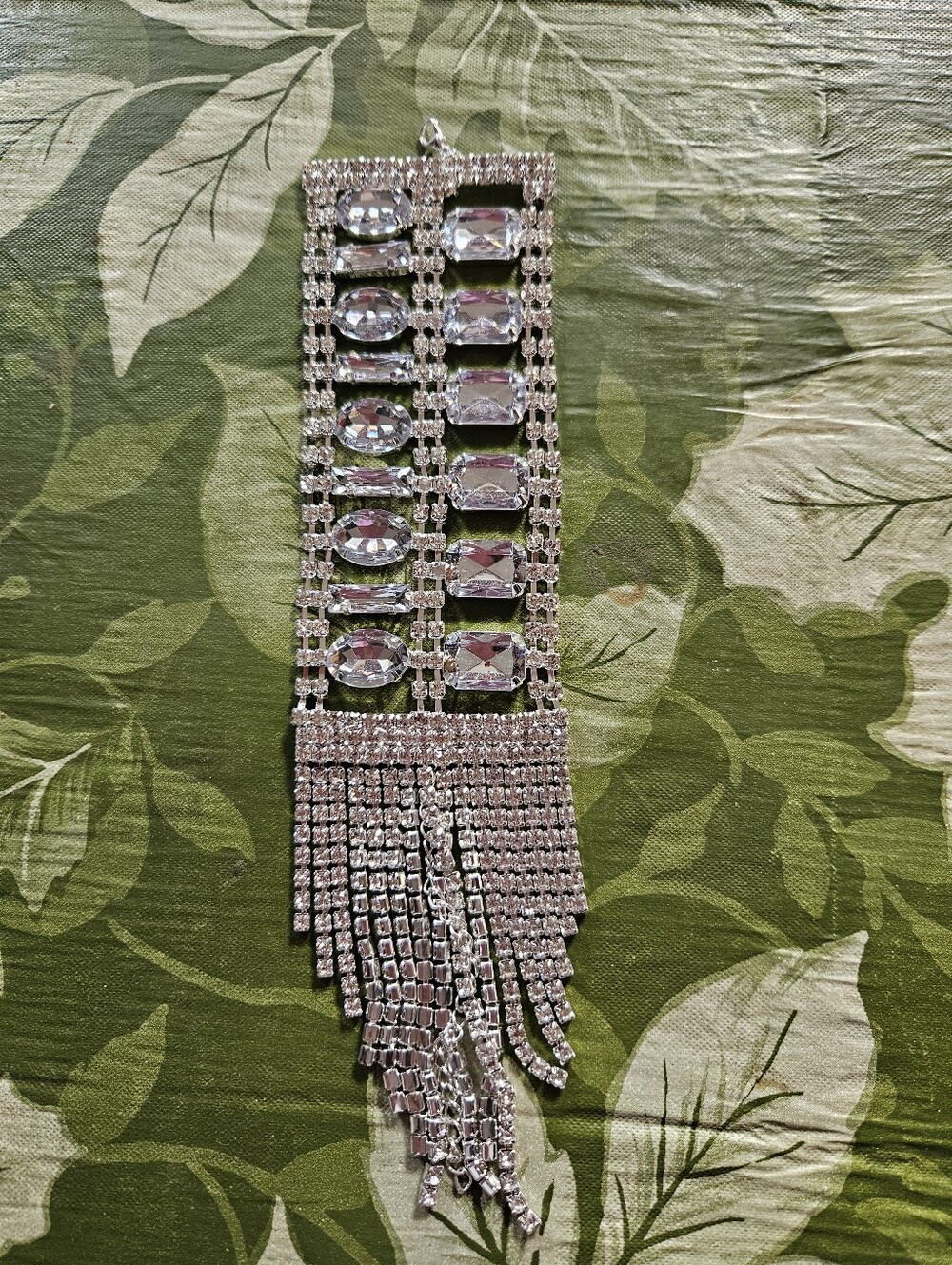Silver Crystal Fringe Statement Bracelet - Women Jewelry